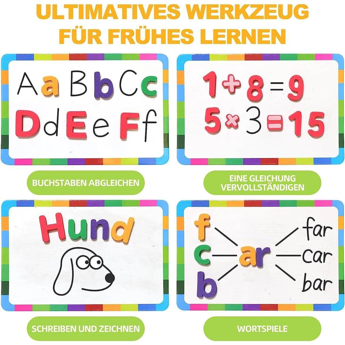 Magnetische Buchstaben ABC-Set Lernset Deutsch Buchstaben & Zahlen aus EVA-Schaum für Kinder