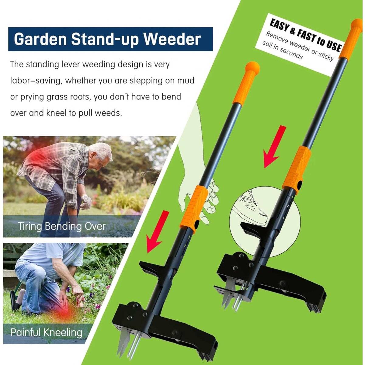 Unkrautstecher mit 4-Krallen  Stand-Up Weeder ohne Bücken