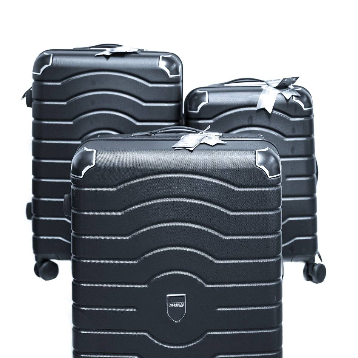 3 Tlg. Reisekoffer- Set mit 4 Räder 360° drehbar, Hartschale mit Kantenschutz Anthrazit