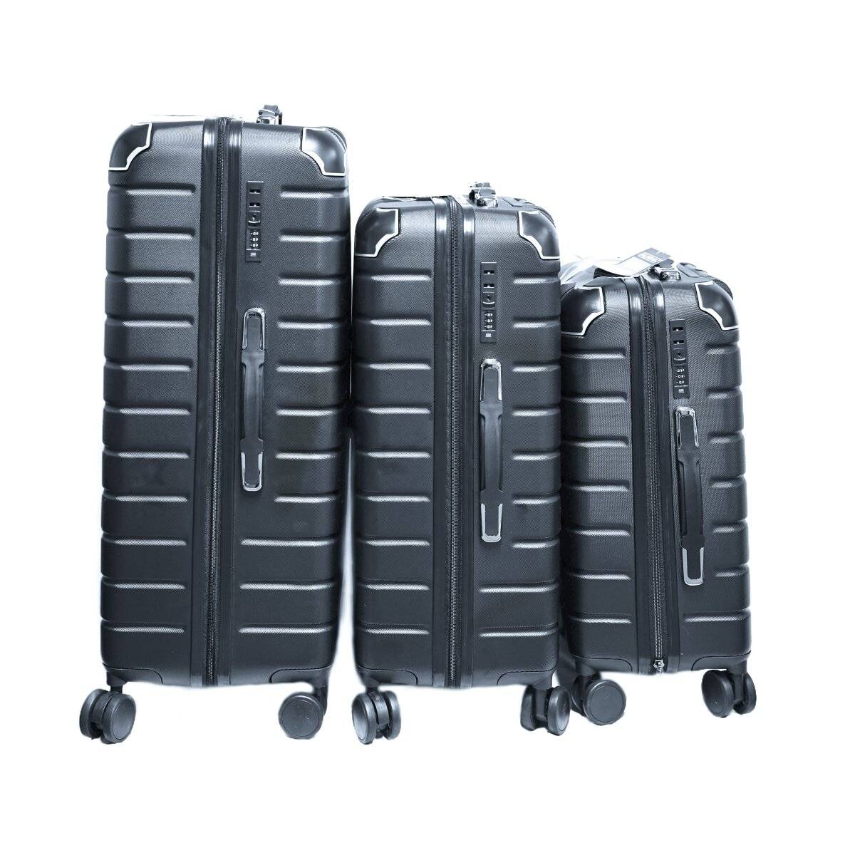 3 Tlg. Reisekoffer- Set mit 4 Räder 360° drehbar, Hartschale mit Kantenschutz Anthrazit