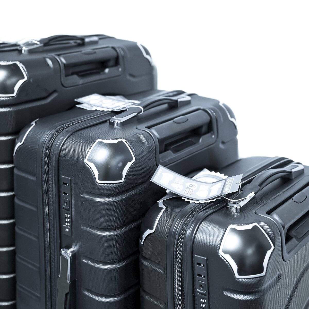 3 Tlg. Reisekoffer- Set mit 4 Räder 360° drehbar, Hartschale mit Kantenschutz Anthrazit