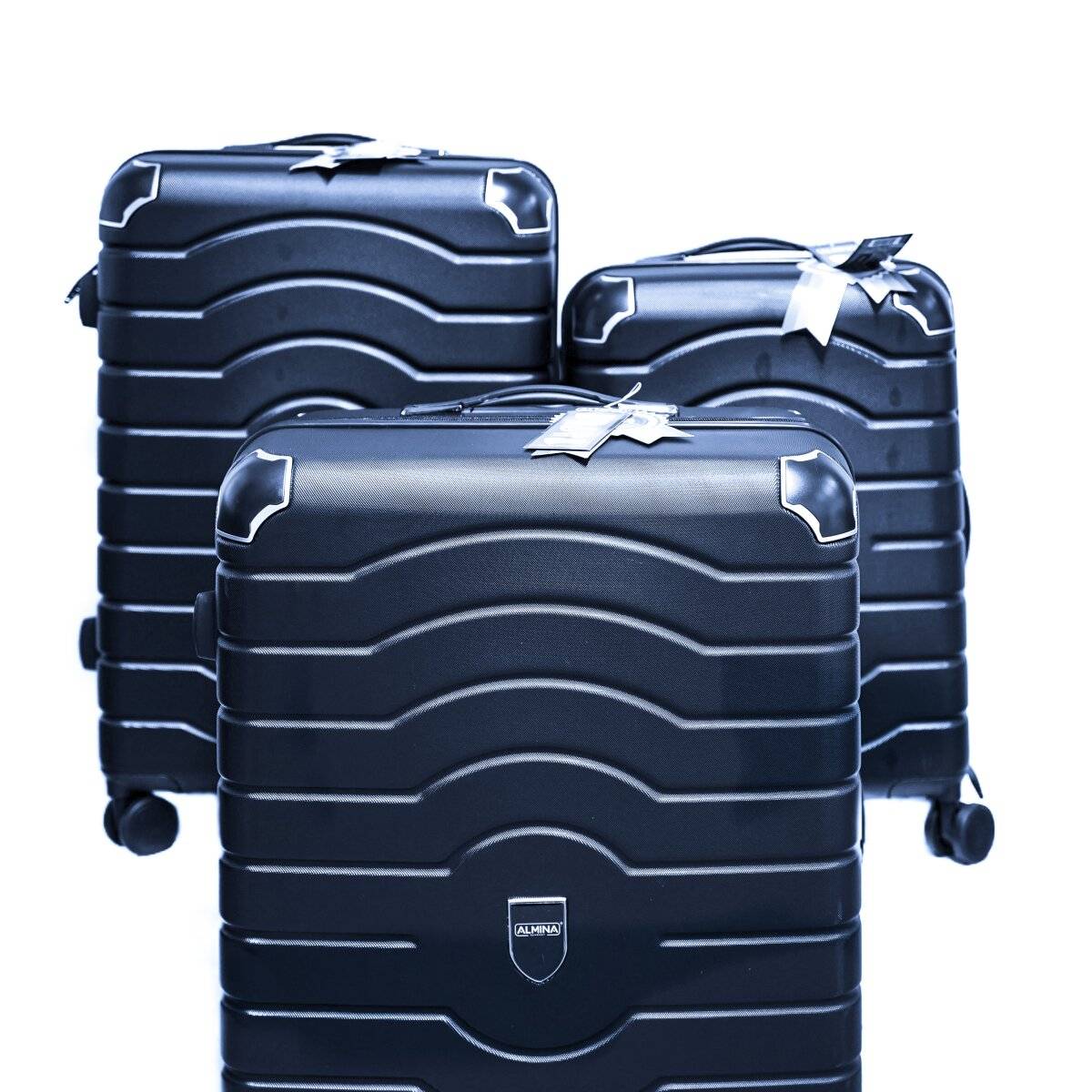 3 Tlg. Reisekoffer- Set mit 4 Räder 360° drehbar, Hartschale mit Kantenschutz Blau