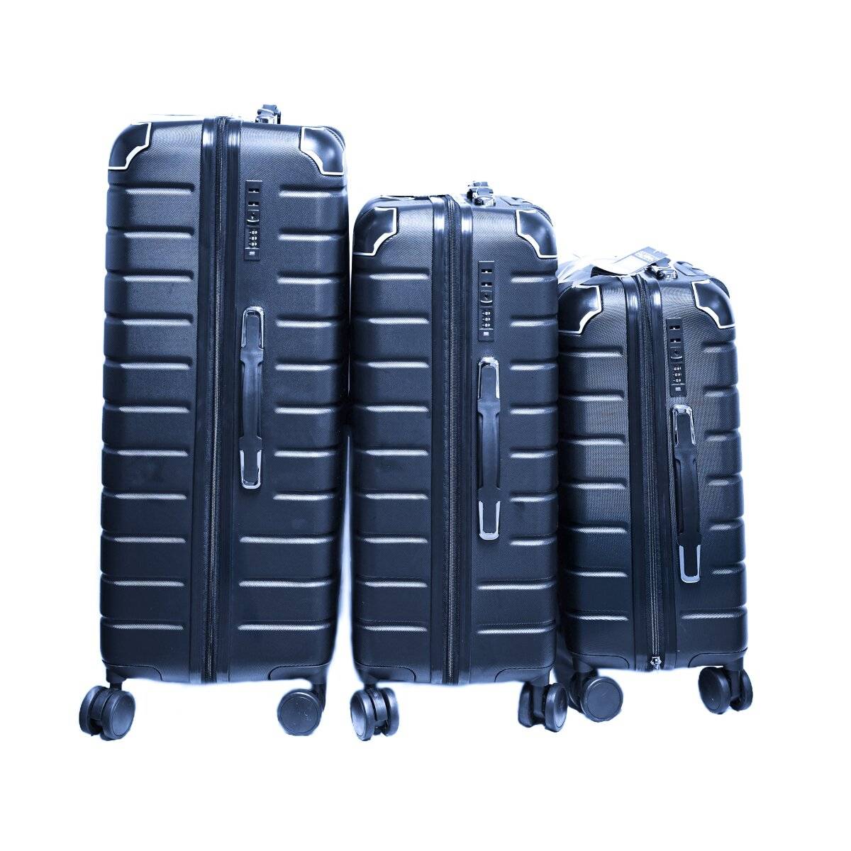 3 Tlg. Reisekoffer- Set mit 4 Räder 360° drehbar, Hartschale mit Kantenschutz Blau