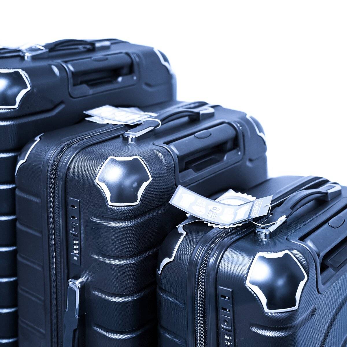 3 Tlg. Reisekoffer- Set mit 4 Räder 360° drehbar, Hartschale mit Kantenschutz Blau