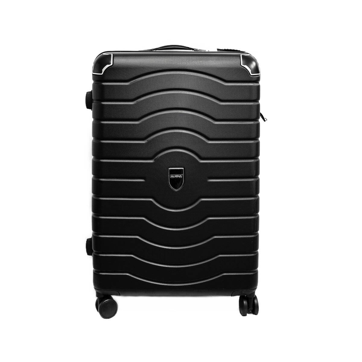 3 Tlg. Reisekoffer- Set mit 4 Räder 360° drehbar, Hartschale mit Kantenschutz Schwarz