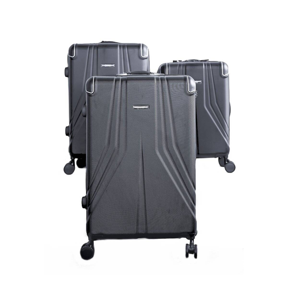 3 Tlg. Koffer-Set mit 4 Rädern Hartschale mit Kantenschutz 360° drehbar Anthrazit