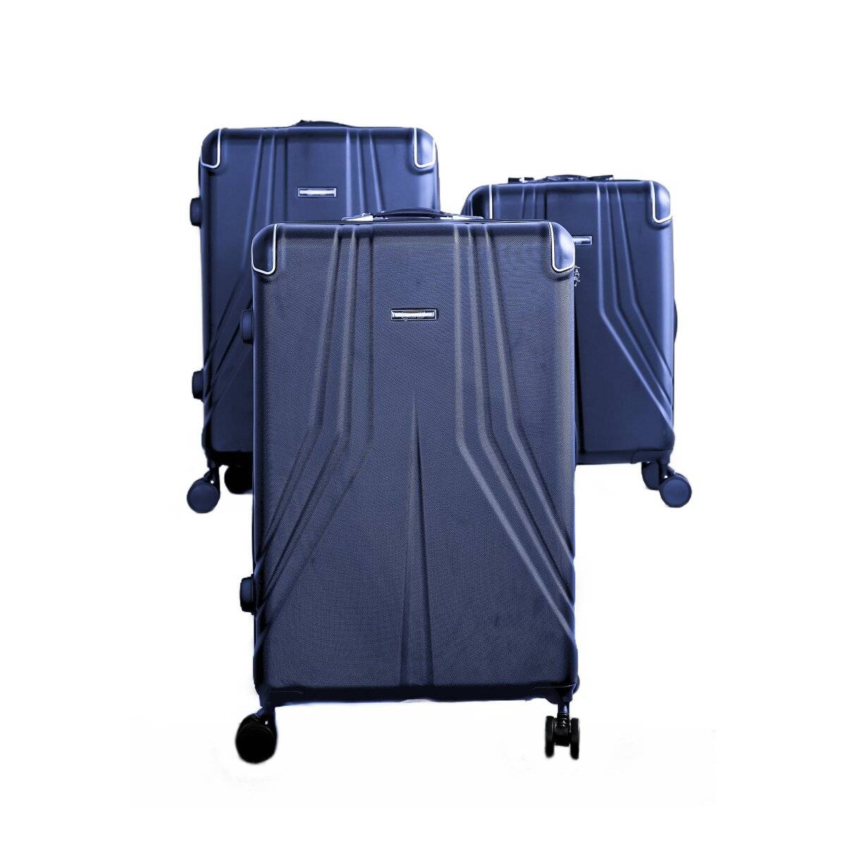 3 Tlg. Koffer-Set mit 4 Rädern Hartschale mit Kantenschutz 360° drehbar Blau