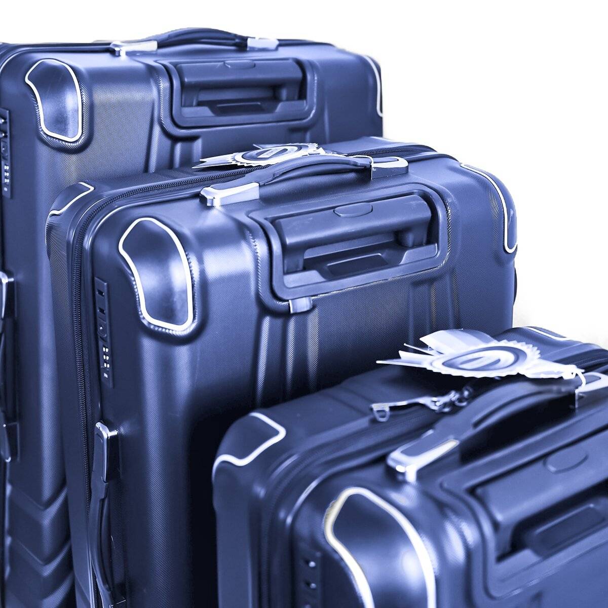 3 Tlg. Koffer-Set mit 4 Rädern Hartschale mit Kantenschutz 360° drehbar Blau