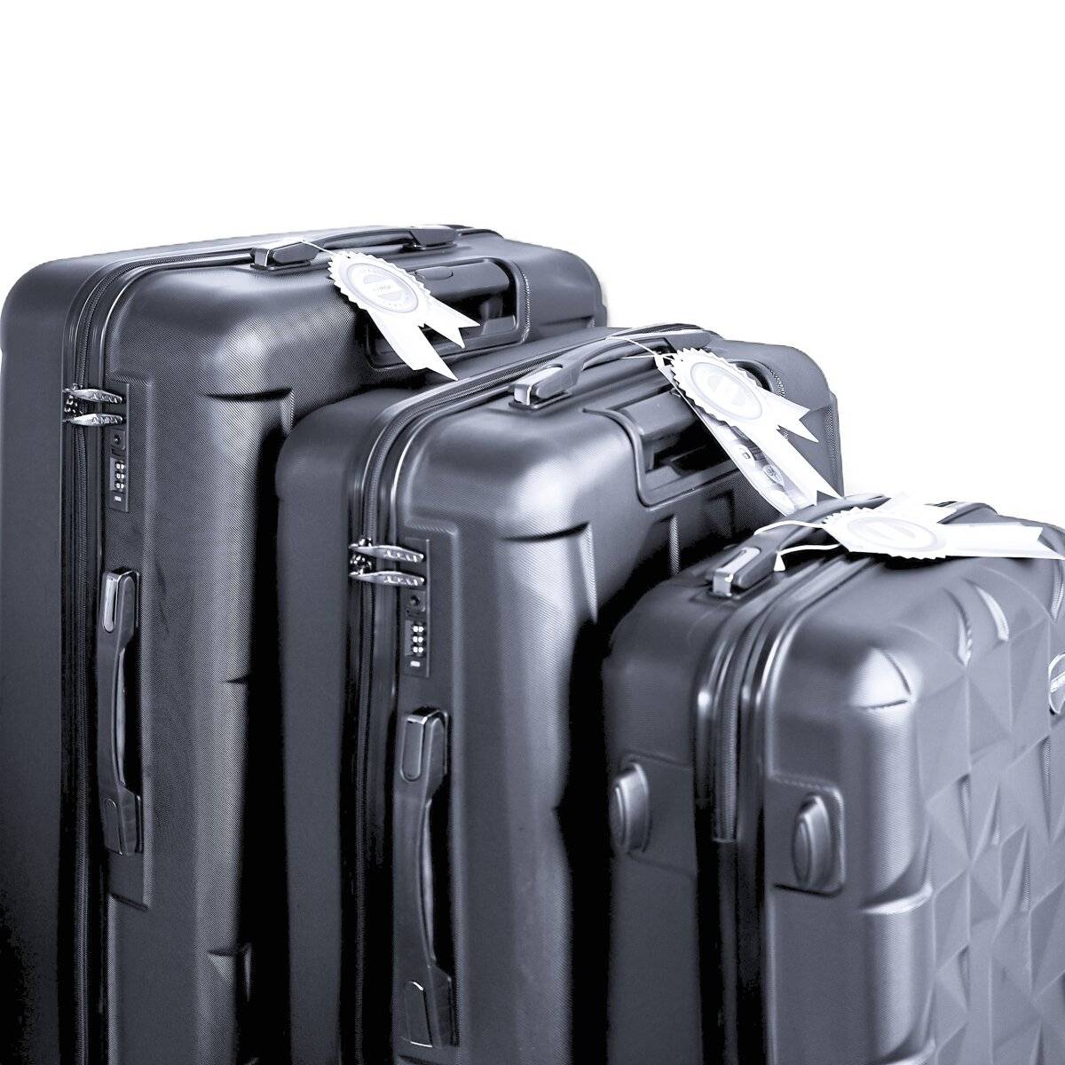 3 Tlg. Koffer-Set - ABS Hartschale mit 4 Rädern 360° drehbar Anthrazit