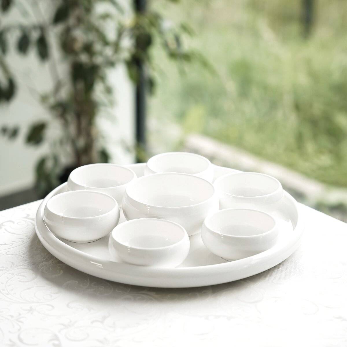 Belicia 8-teiliges Snackschalen-Set aus Porzellan - Snack- und Dip-Set in Weiß