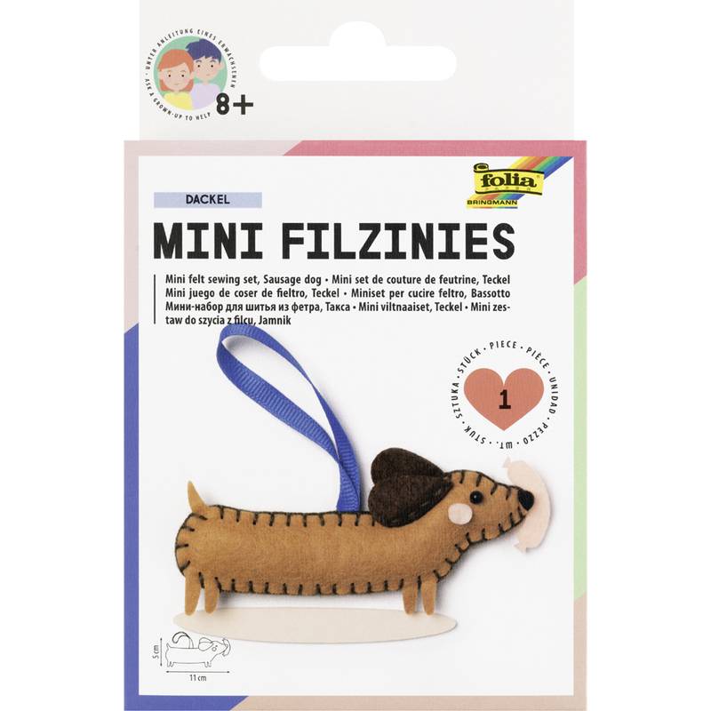 folia Mini Filz-Nähset "Filzinies", 12-teilig, Dackel