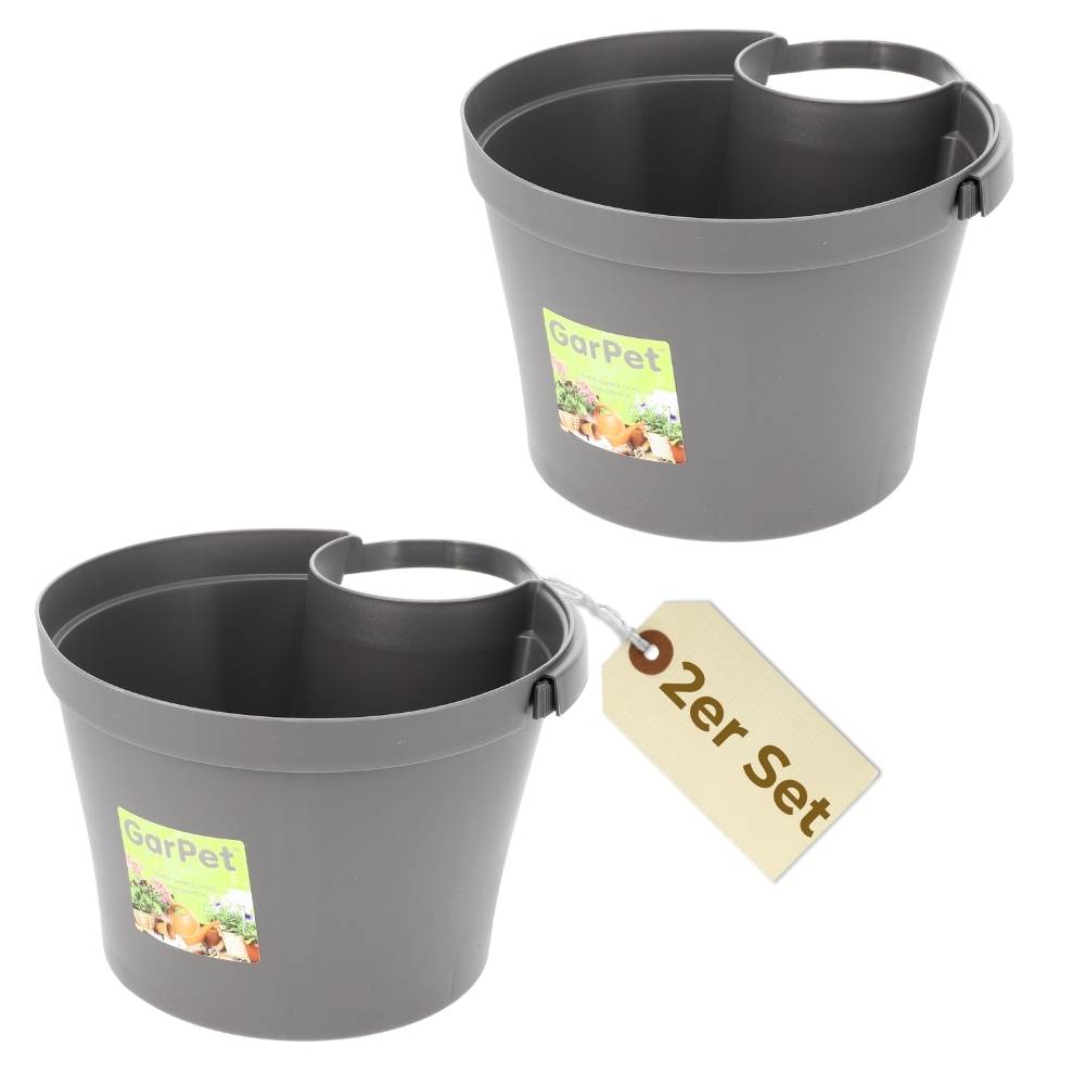 2er Set Fallrohr Blumentopf Fallrohr Blumentopf für Regenrohr Regenrinne Säule Pfosten Abflussrohr Hängetopf Pflanztopf Pflanzgefäß Grau 22x22x15