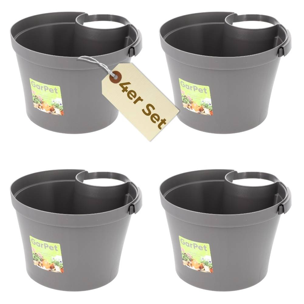 4er Set Fallrohr Blumentopf Fallrohr Blumentopf für Regenrohr Regenrinne Säule Pfosten Abflussrohr Hängetopf Pflanztopf Pflanzgefäß Grau 22x22x15