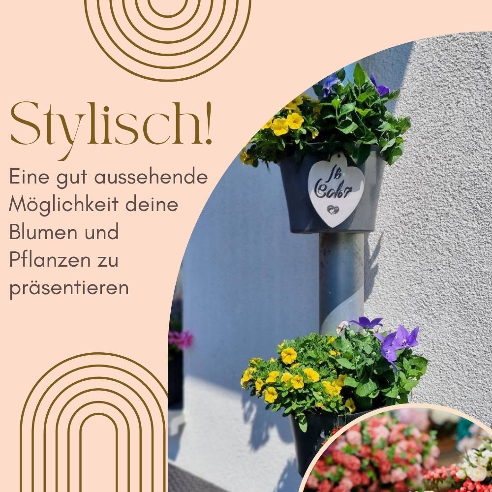 6er Set Fallrohr Blumentopf Fallrohr Blumentopf für Regenrohr Regenrinne Säule Pfosten Abflussrohr Hängetopf Pflanztopf Pflanzgefäß Grau 22x22x15