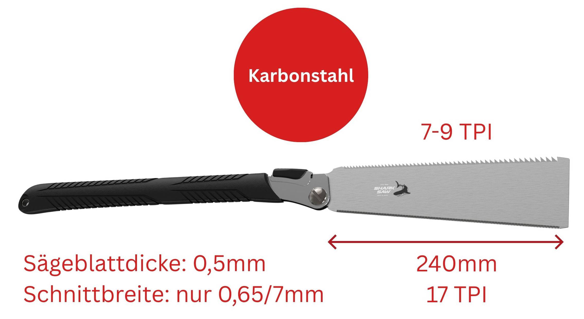 FAMEX 5523 Profi Japansäge 240mm – 7-9/ 17 TPI - Ryoba, Klappsäge für Holz
