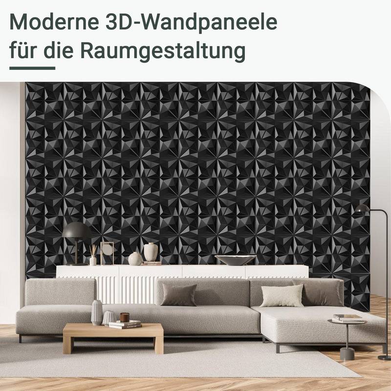 12pcs 3D Paneele Wandpaneele Polyvinylchlorid PVC – Verkleidung für Wand & Decke – 30x30cm (0,9 m²) – Leicht, Flexibel & Einfach zu Montieren
