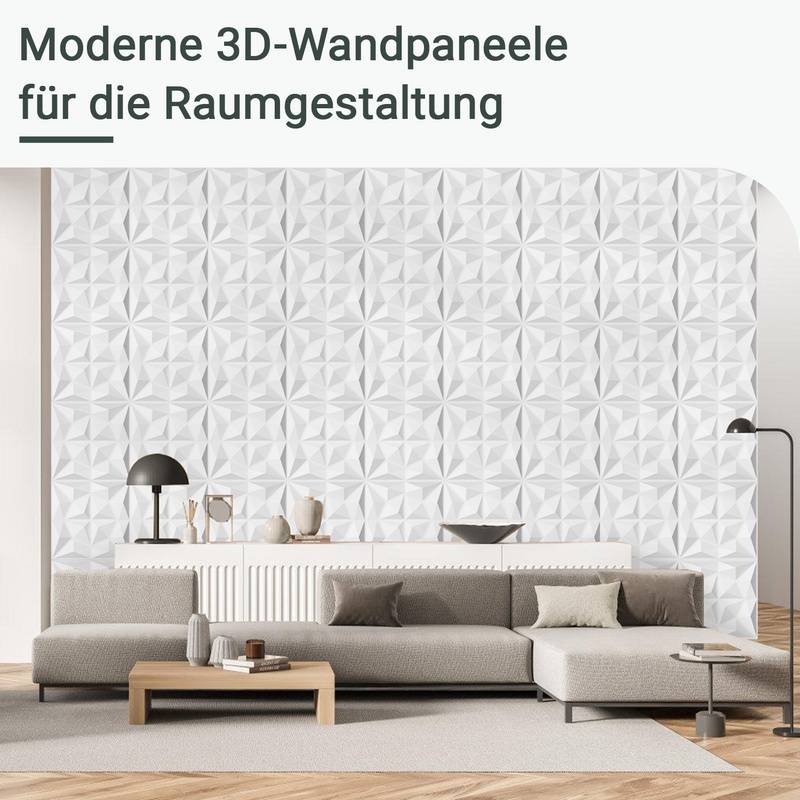 12pcs 3D Paneele Wandpaneele Polyvinylchlorid PVC – Verkleidung für Wand & Decke – 30x30cm (0,9 m²) – Leicht, Flexibel & Einfach zu Montieren