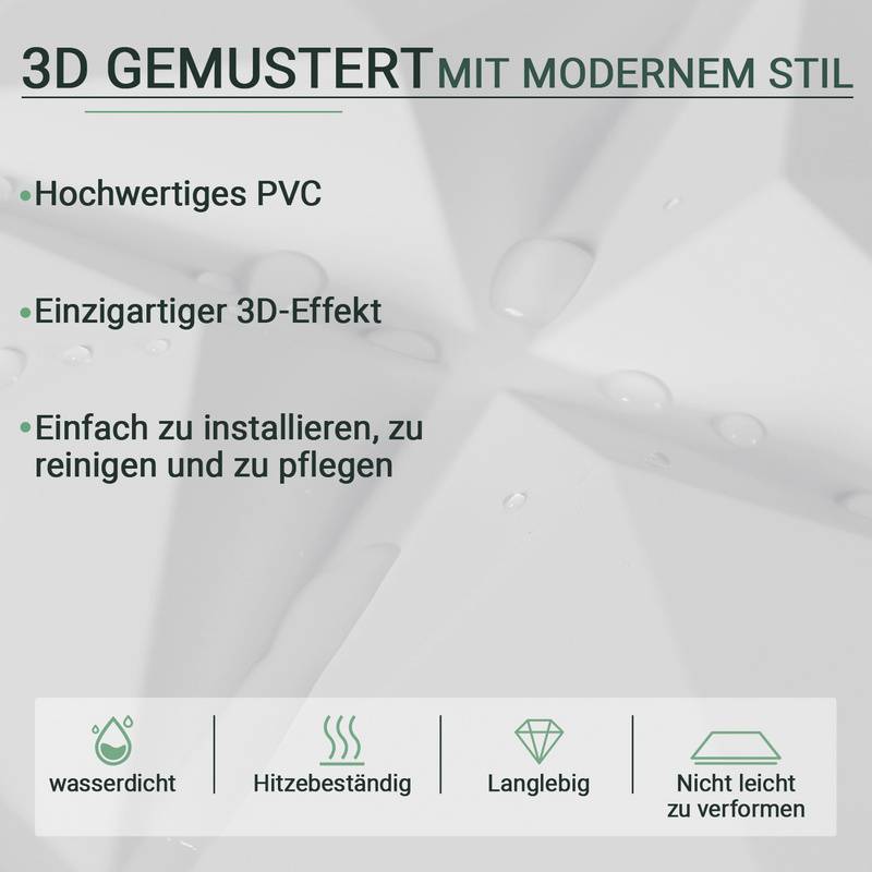 12pcs 3D Paneele Wandpaneele Polyvinylchlorid PVC – Verkleidung für Wand & Decke – 30x30cm (0,9 m²) – Leicht, Flexibel & Einfach zu Montieren