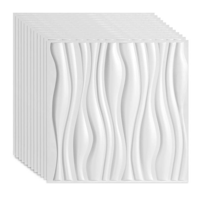 12pcs 3D Paneele Wandpaneele Polyvinylchlorid PVC – Verkleidung für Wand & Decke – 50x50cm (0,25 m²) Leicht, Flexibel & Einfach zu Montieren - W