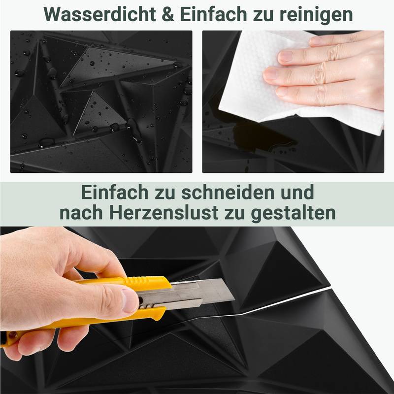 12pcs 3D Paneele Wandpaneele Polyvinylchlorid PVC – Verkleidung für Wand & Decke – 30x30 cm (0,9 m²) – Leicht, Flexibel & Einfach zu Montieren