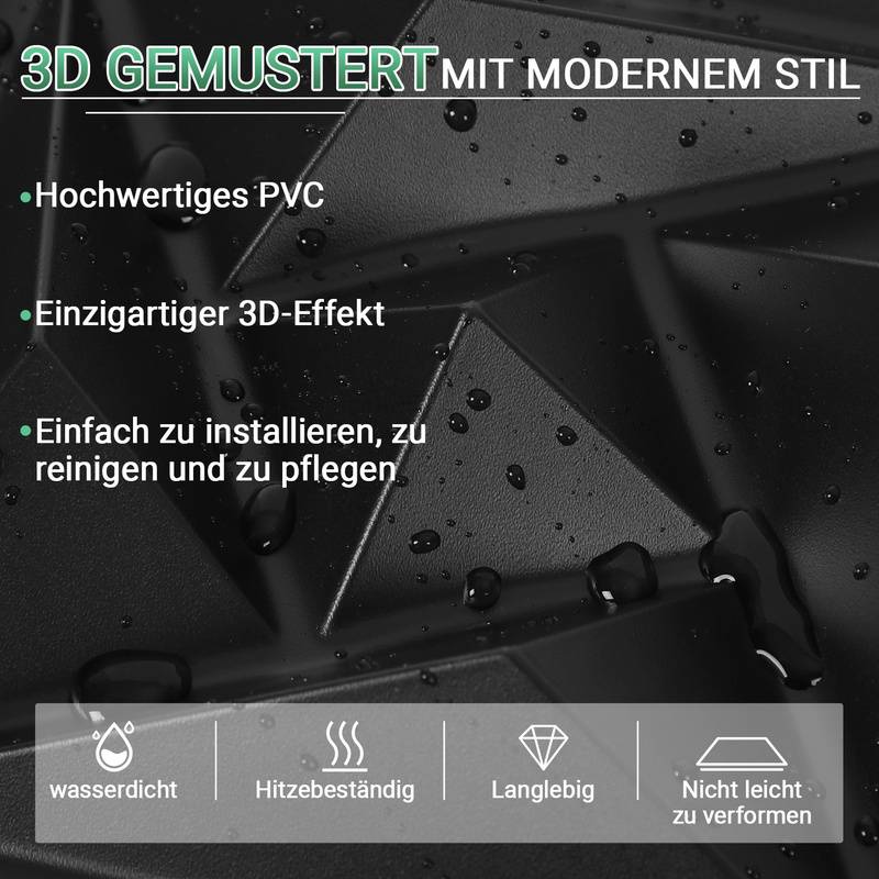 12pcs 3D Paneele Wandpaneele Polyvinylchlorid PVC – Verkleidung für Wand & Decke – 30x30 cm (0,9 m²) – Leicht, Flexibel & Einfach zu Montieren