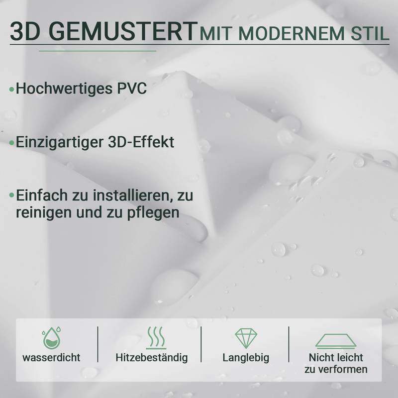 12pcs 3D Paneele Wandpaneele Polyvinylchlorid PVC – Verkleidung für Wand & Decke – 30x30 cm (0,9 m²) – Leicht, Flexibel & Einfach zu Montieren