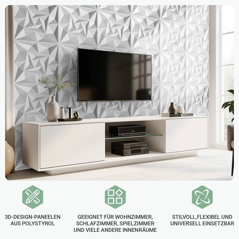 12pcs 3D Paneele Wandpaneele Polyvinylchlorid PVC – Verkleidung für Wand & Decke – 50x50cm (0,25 m²) – Leicht, Flexibel & Einfach zu Montiere