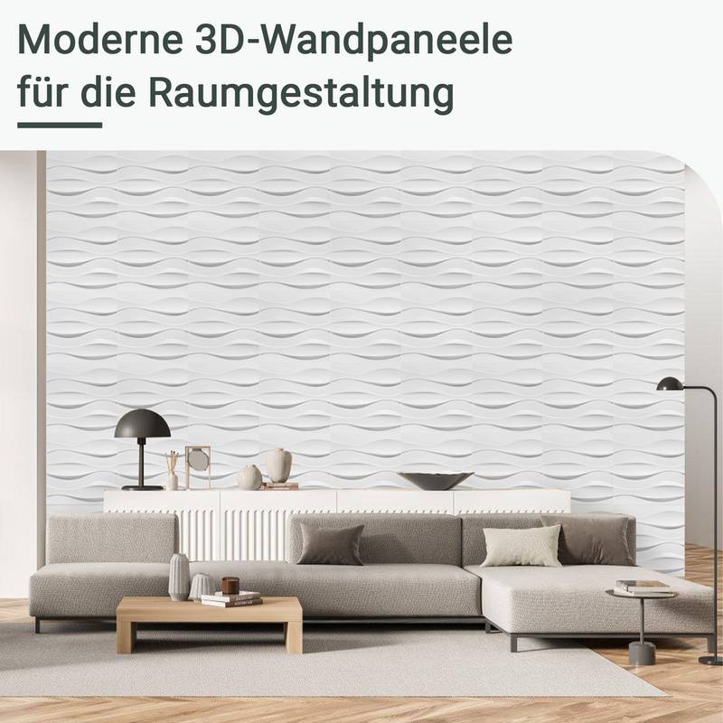 12pcs 3D Paneele Wandpaneele Polyvinylchlorid PVC – Verkleidung für Wand & Decke – 50x50 cm (0,25 m²) – Leicht, Flexibel & Einfach zu Montier