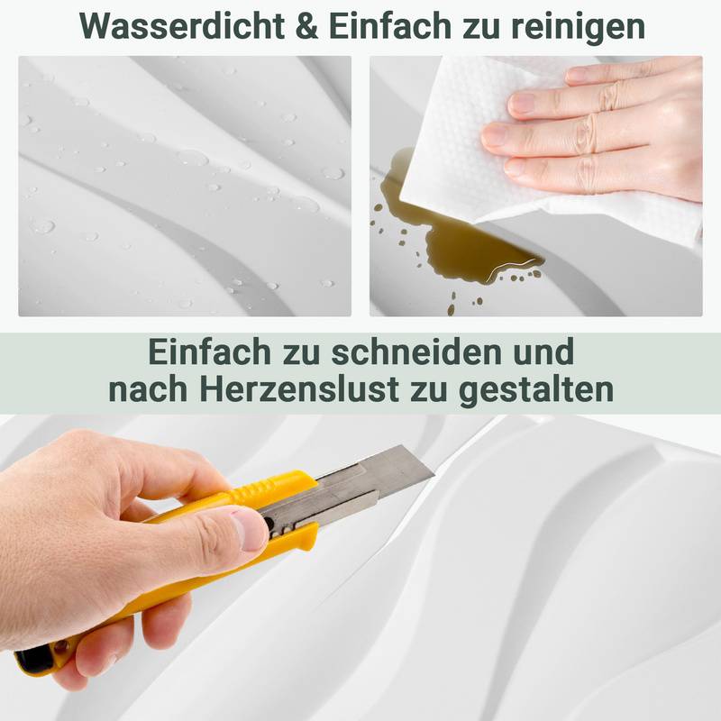 12pcs 3D Paneele Wandpaneele Polyvinylchlorid PVC – Verkleidung für Wand & Decke – 50x50 cm (0,25 m²) – Leicht, Flexibel & Einfach zu Montier