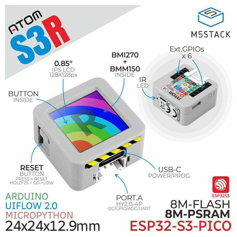 M5Stack ATOMS3R Development Kit with 0.85-inch Screen, 8MB PSRAM