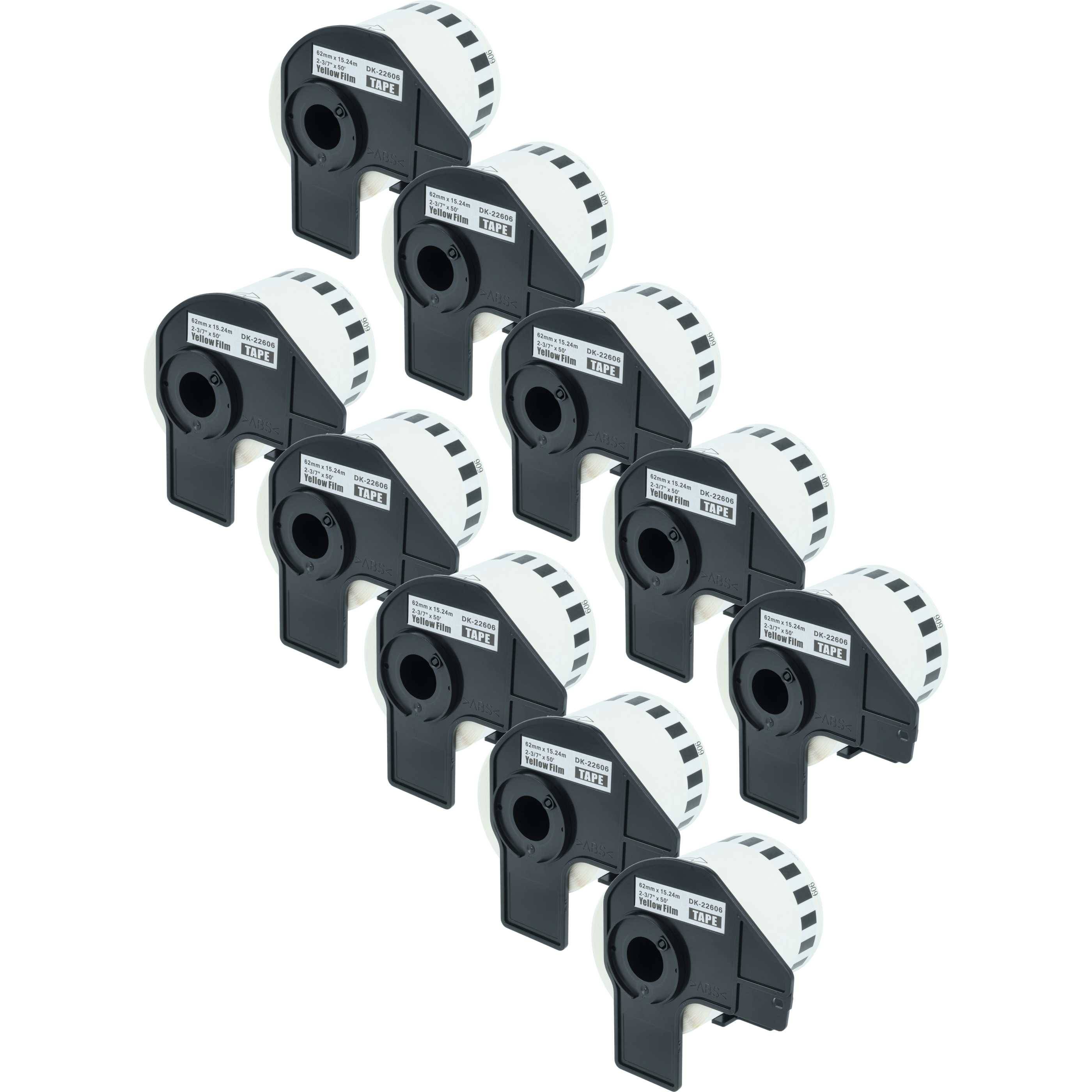 vhbw 10x Etiketten-Rolle mit Halter 62mm x 15,24m (1 Etikette) kompatibel mit Brother PT QL-650, QL650TD Etiketten-Drucker - Premium