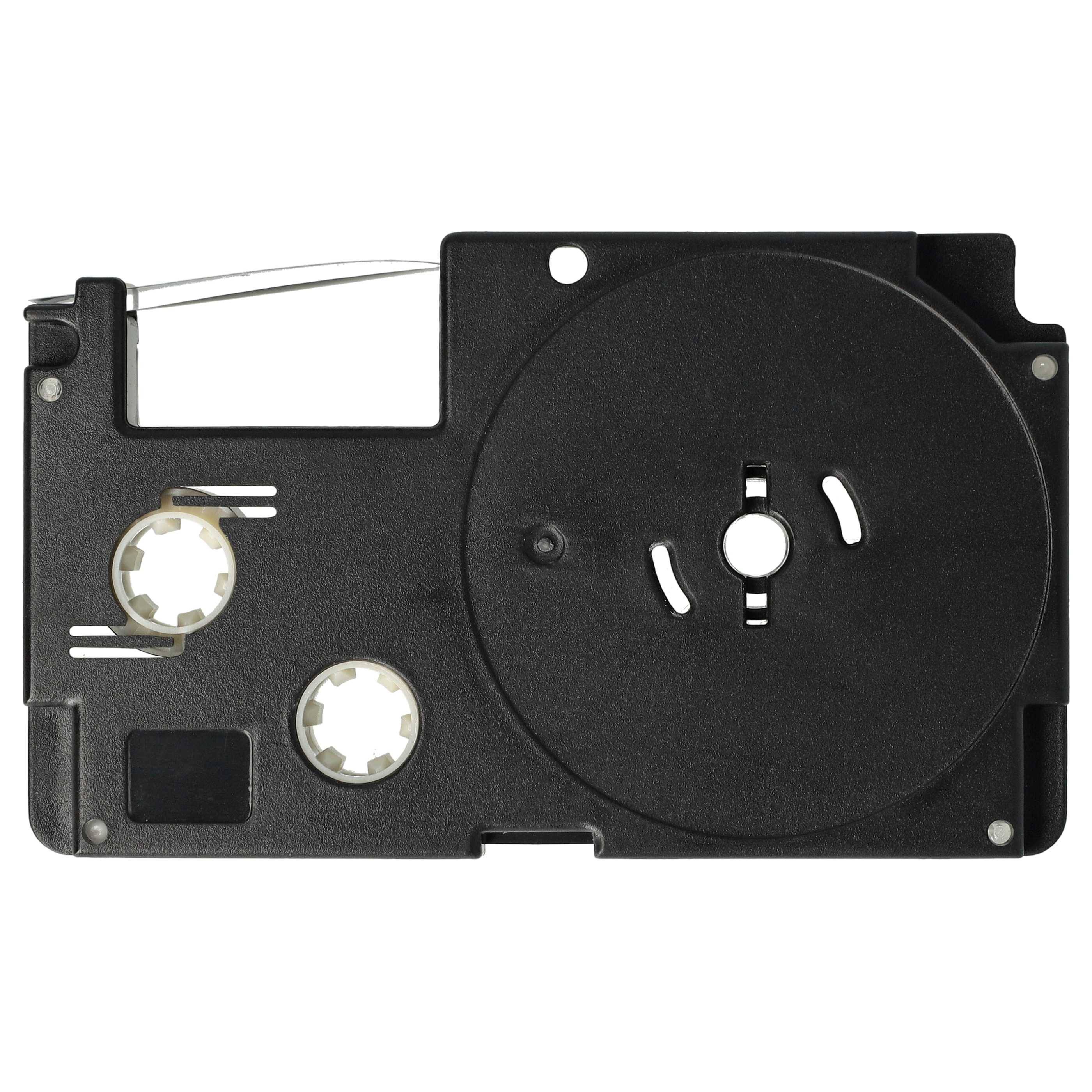 vhbw Schriftband-Kassette kompatibel mit Casio KL-200, KL-130, KL-100E, KL-120, KL-1500, CW-L300 Etiketten-Drucker 8m x 6mm Schwarz auf Silber