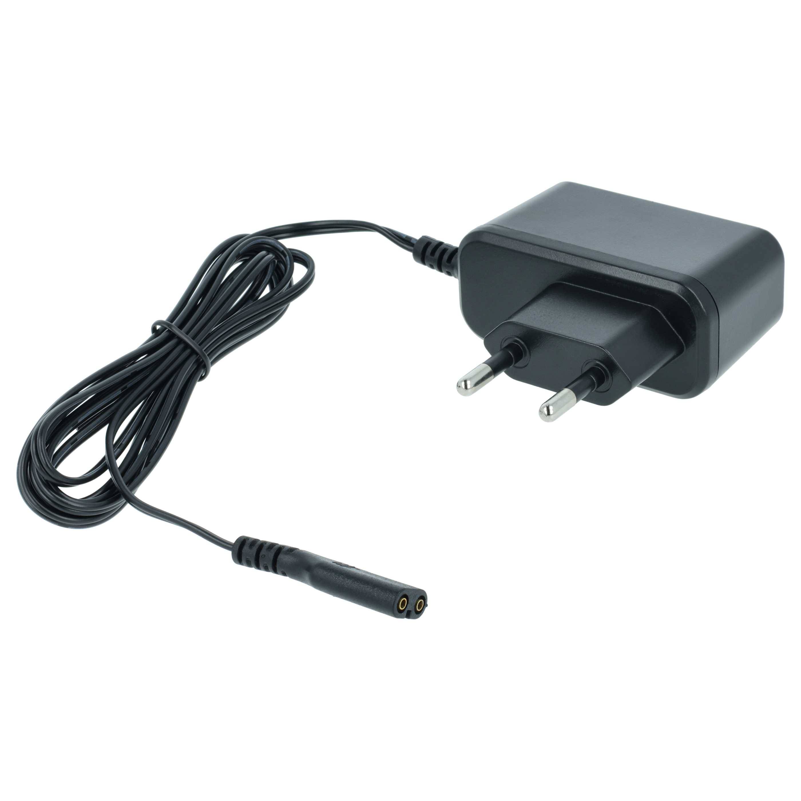 Ein schwarzes Wandladegerät mit einem europäischen Stecker und einem angeschlossenen langen schwarzen Kabel.