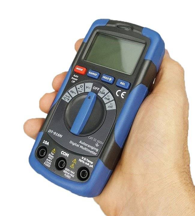 CEM DT-916N Multimeter für den Heimgebrauch – Spannung, Strom, Widerstand, Kapazität, Durchgang, Dioden, Frequenz sowie berührungslose Spannung