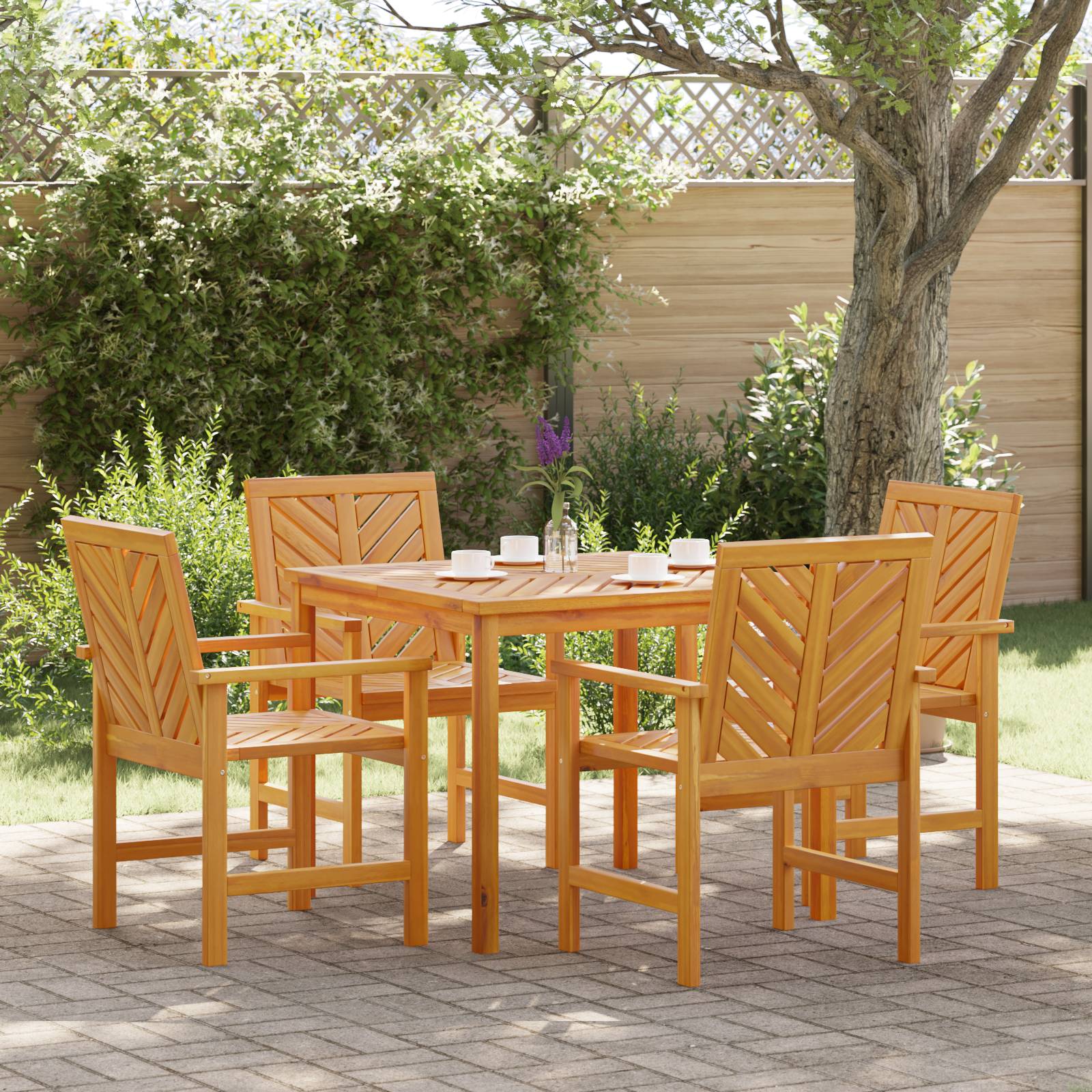vidaXL 4-teilige Garten Essgruppe aus massivem Akazienholz