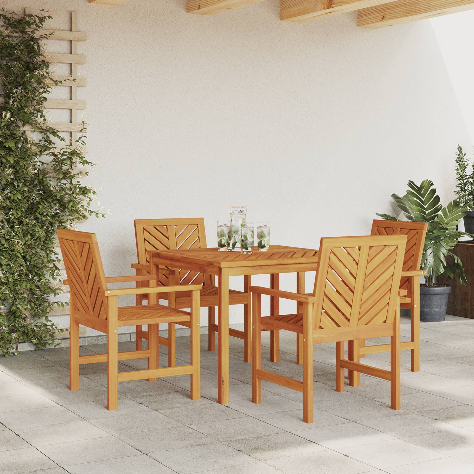 vidaXL 4-teilige Garten Essgruppe aus massivem Akazienholz