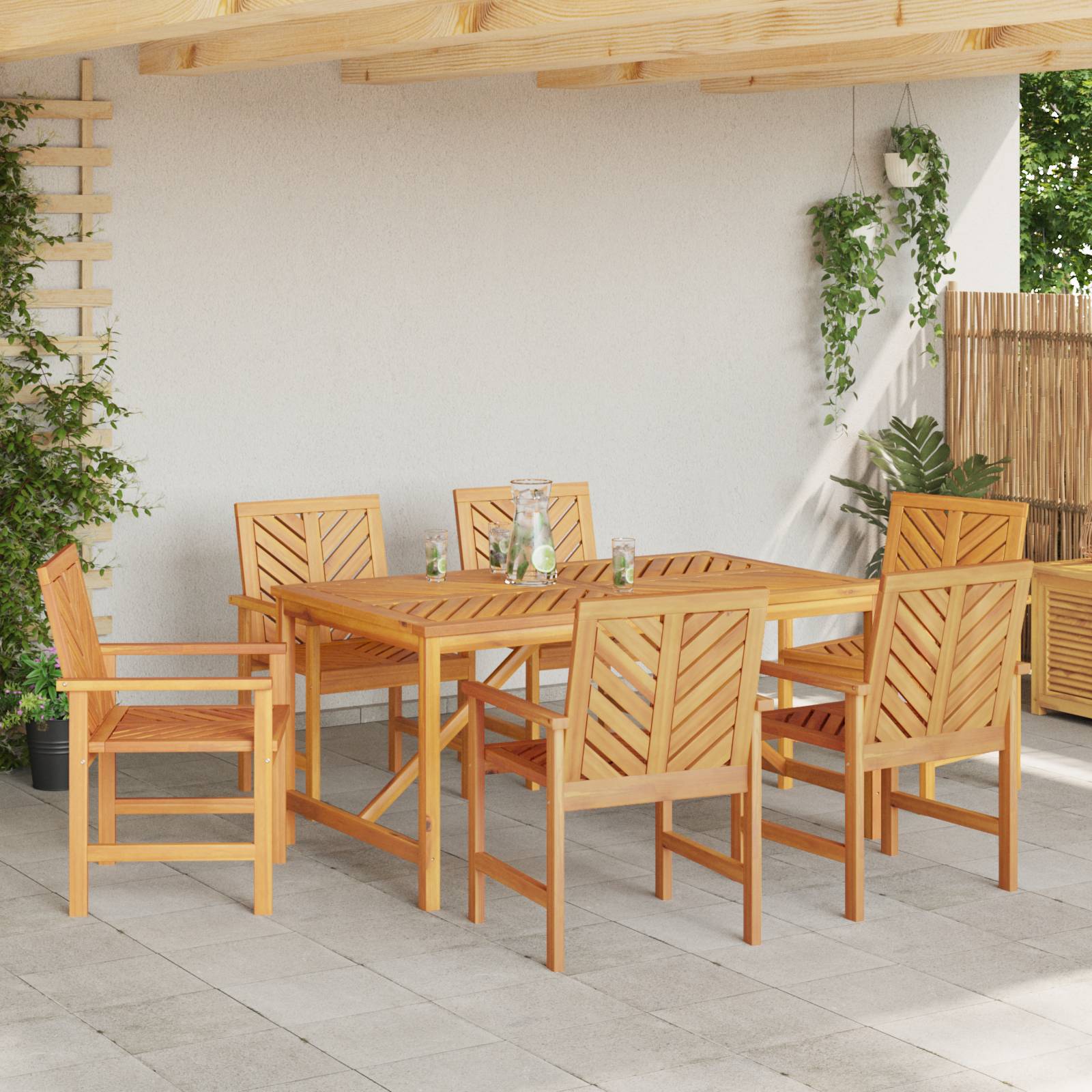 vidaXL 6-teiliges Garten Esszimmer Set aus Massivholz Akazie