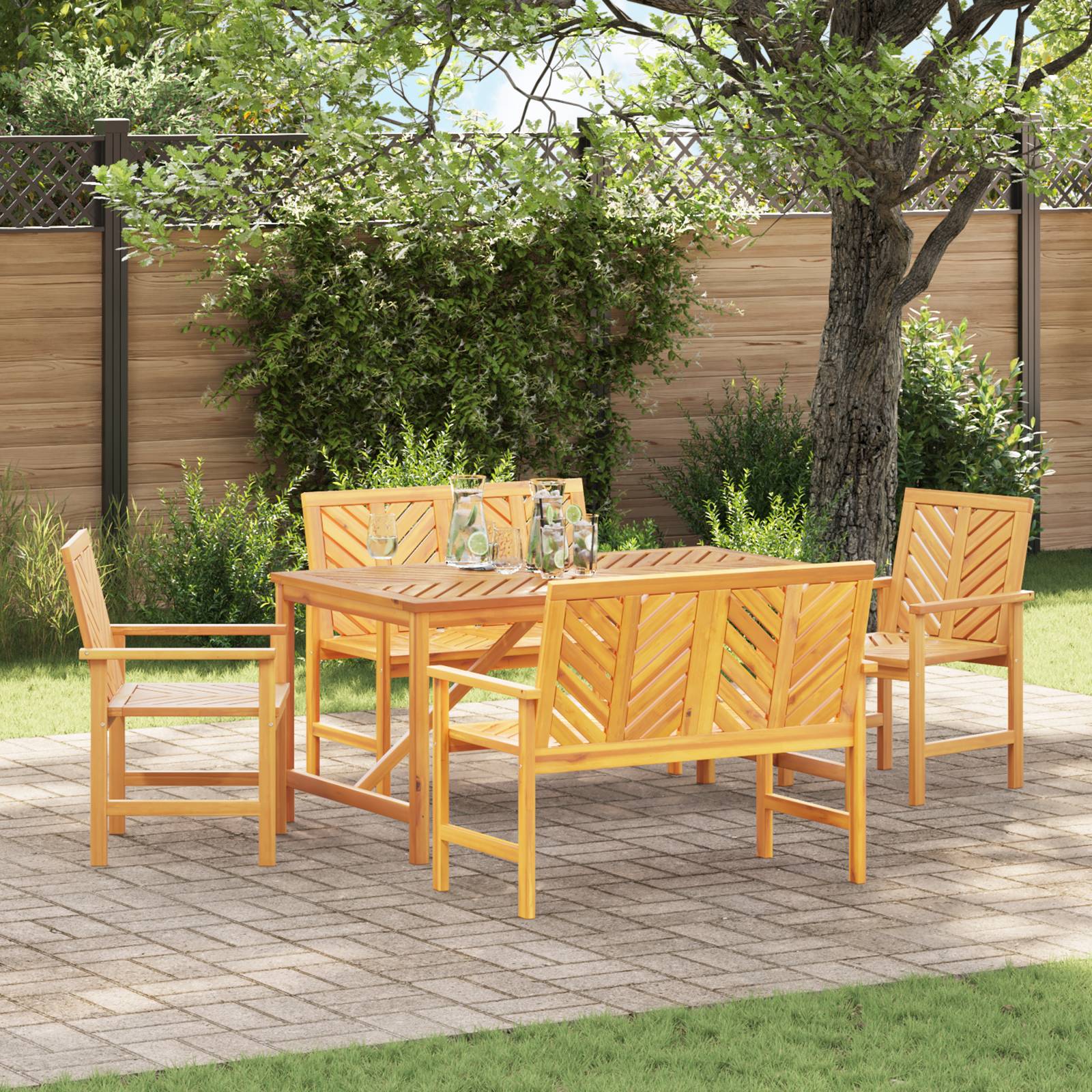 vidaXL 5-teiliges Garten-Essset Massivholz Akazie