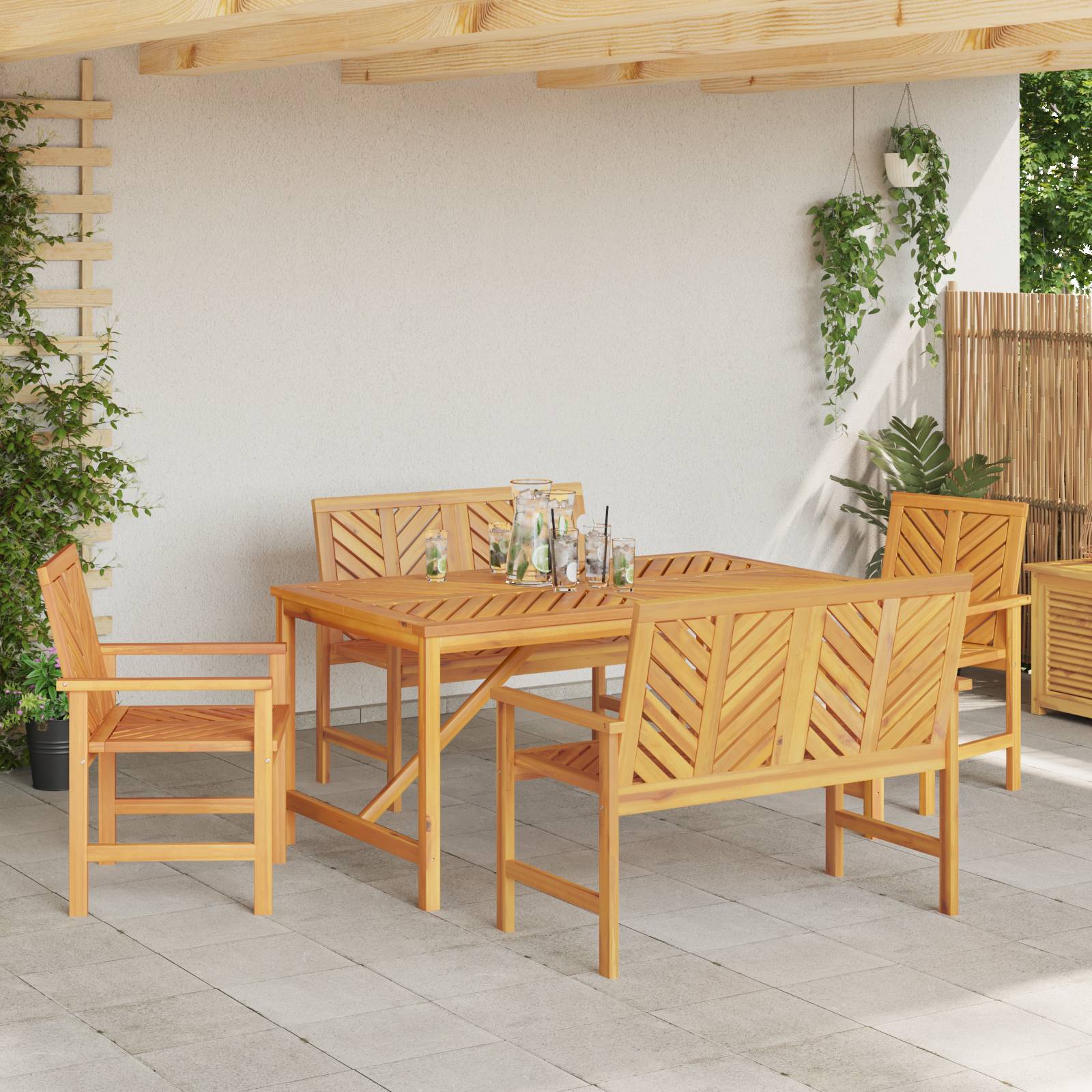 vidaXL 5-teiliges Garten-Essset Massivholz Akazie