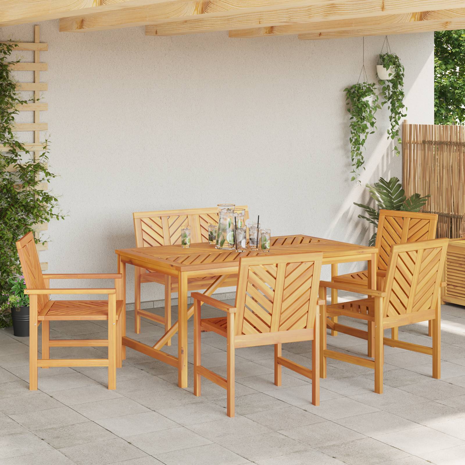 vidaXL 5-teiliges Garten Ess-Set Massivholz Akazie