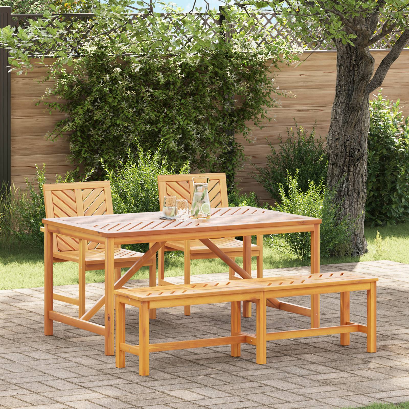 vidaXL 4-teiliges Garten Essset aus massivem Holz Akazienholz