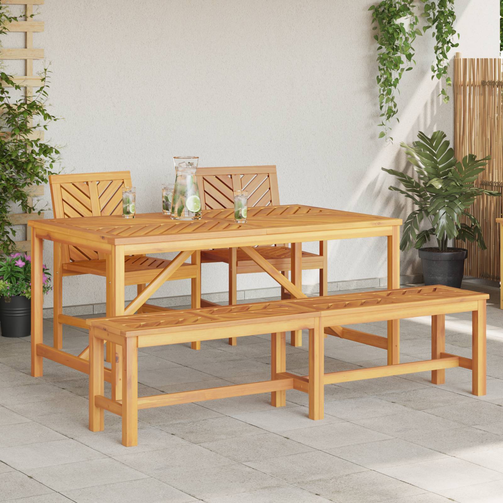vidaXL 4-teiliges Garten Essset aus massivem Holz Akazienholz