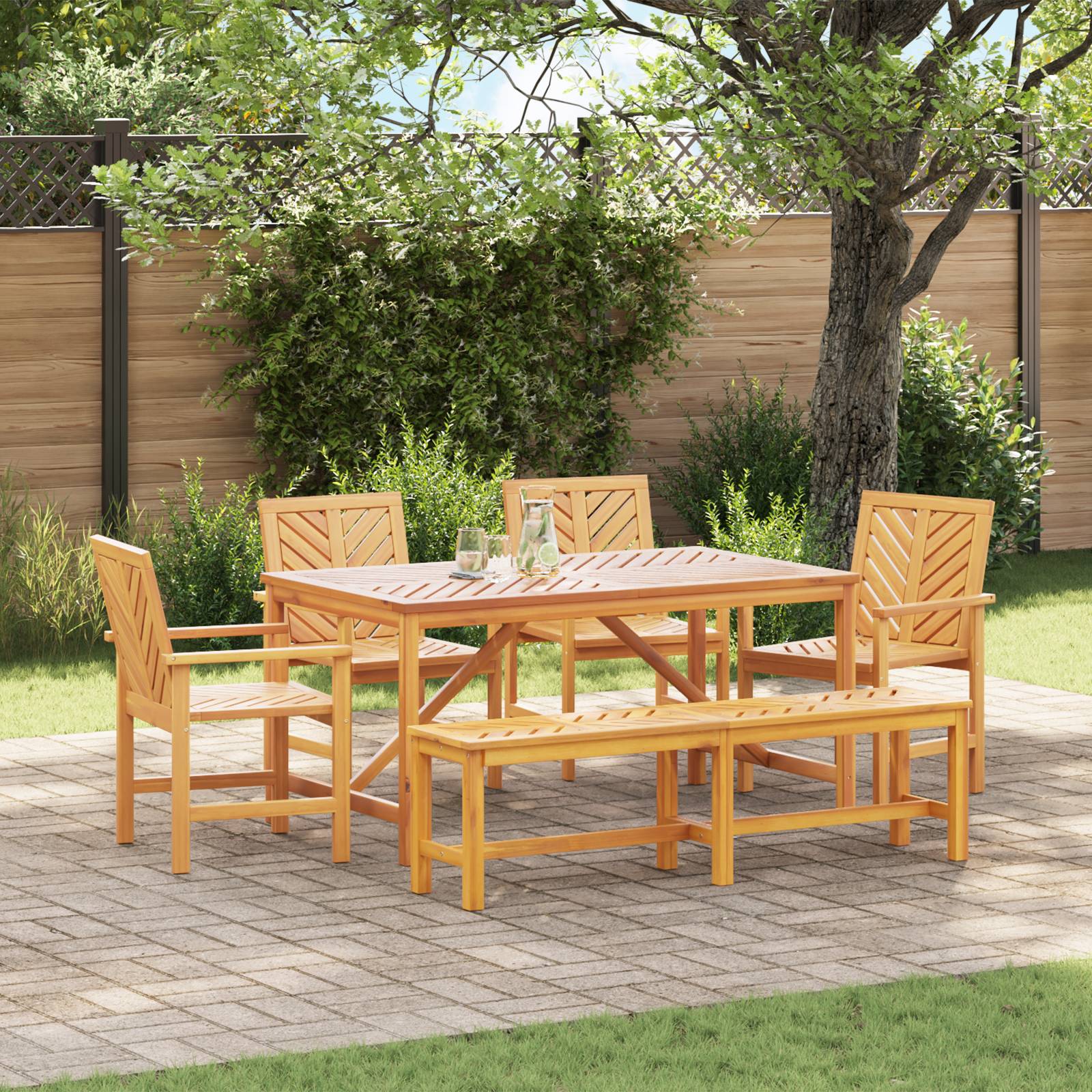 vidaXL 5-teilige Garten Essgruppe Massivholz Akazie