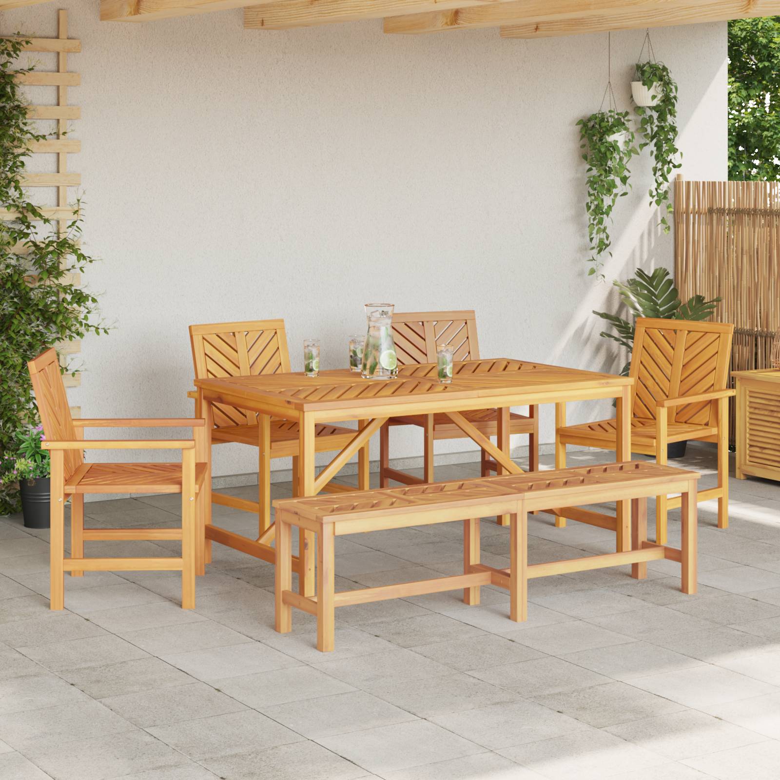 vidaXL 5-teilige Garten Essgruppe Massivholz Akazie