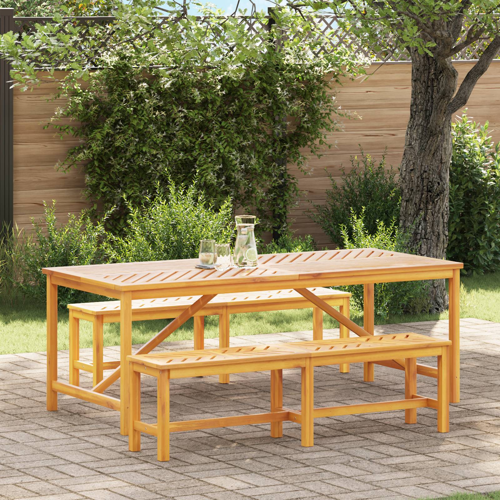 vidaXL 6-teiliges Garten Esstischset Massivholz Akazie