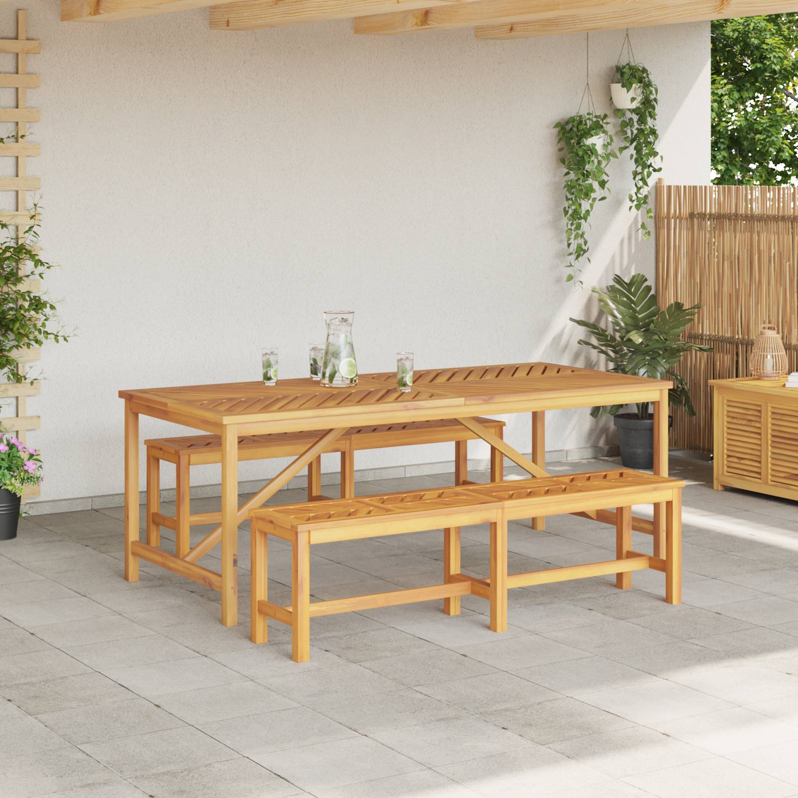 vidaXL 6-teiliges Garten Esstischset Massivholz Akazie