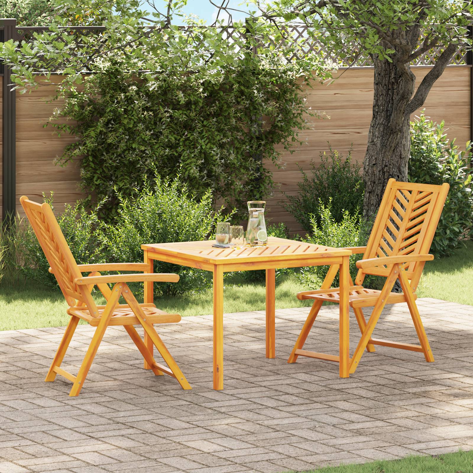 vidaXL 3-teiliges Garten Essset aus massivem Akazienholz