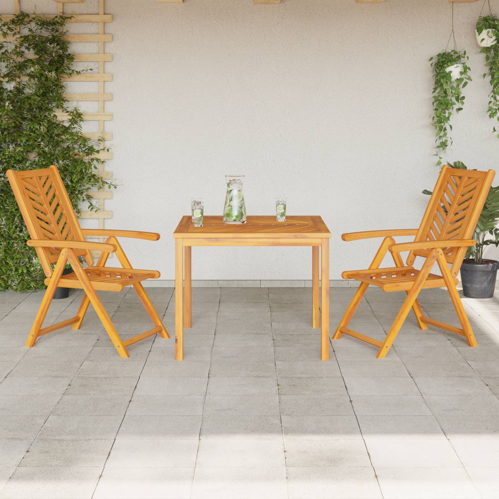 vidaXL 3-teiliges Garten Essset aus massivem Akazienholz