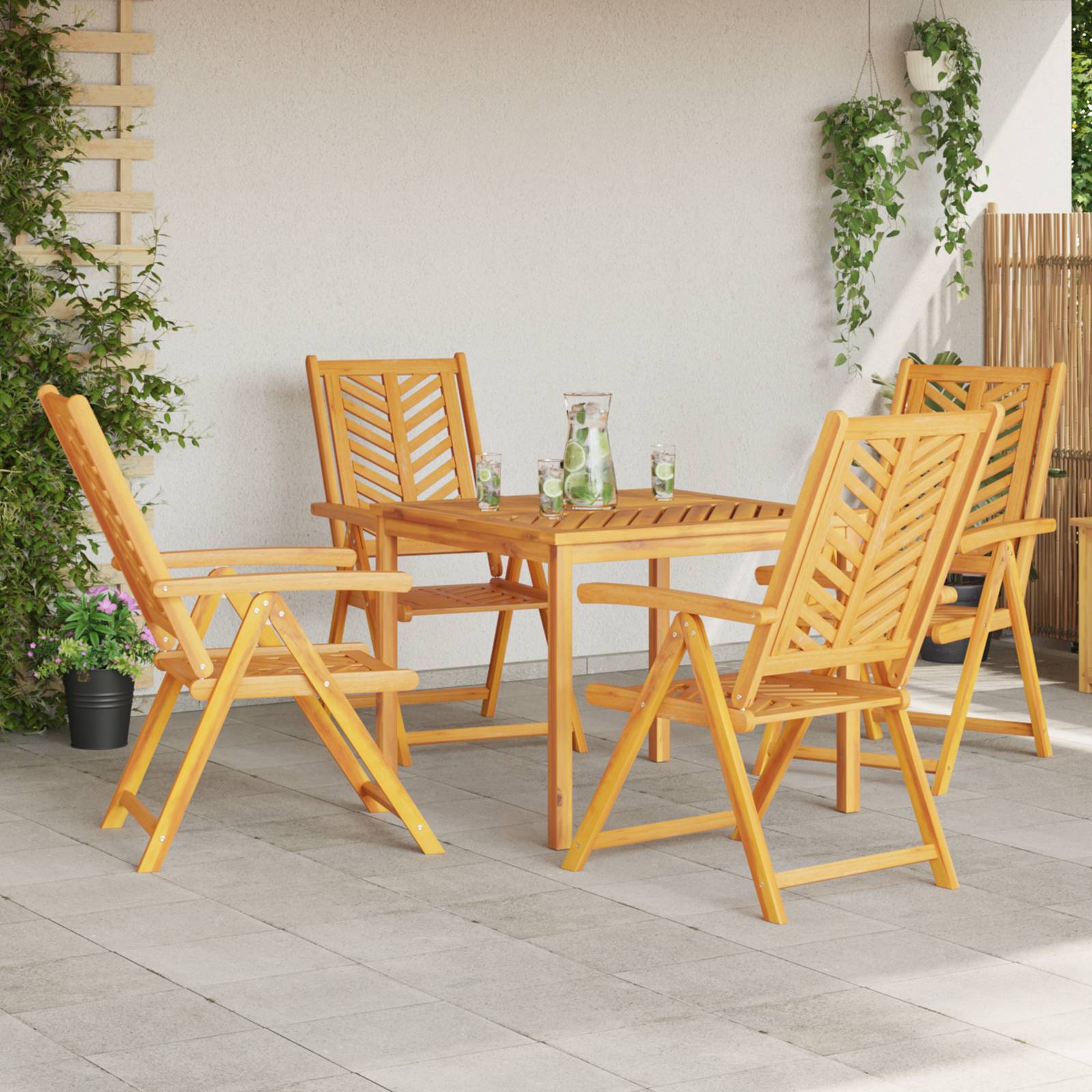 vidaXL Gartenstühle 4 Stk. Verstellbar Massivholz Akazie