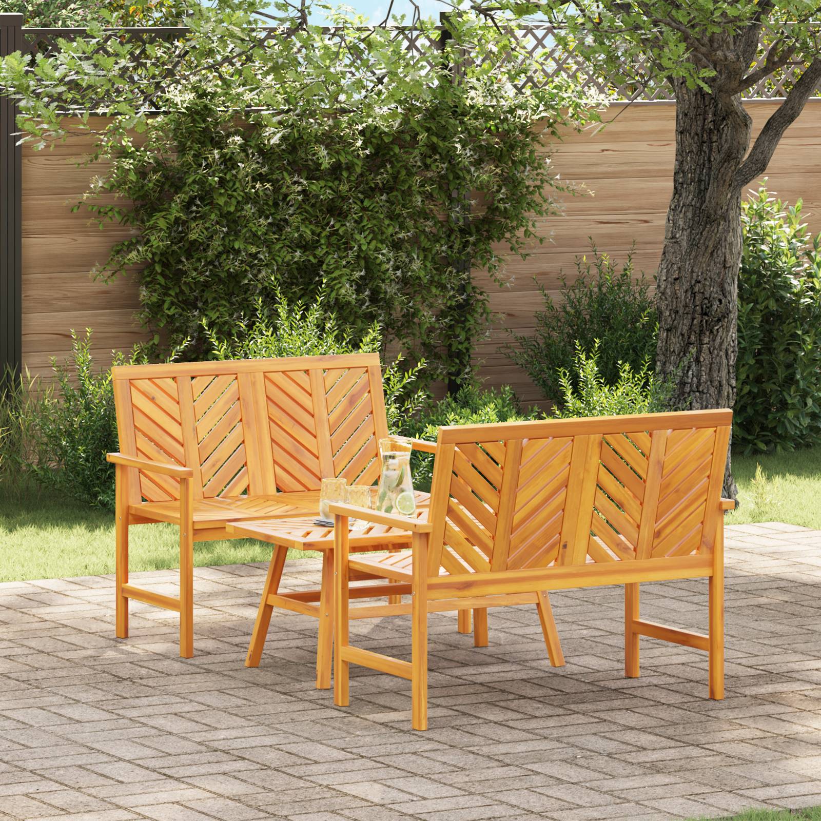 vidaXL 3-teiliges Garten-Lounge-Set Massives Holz Akazie